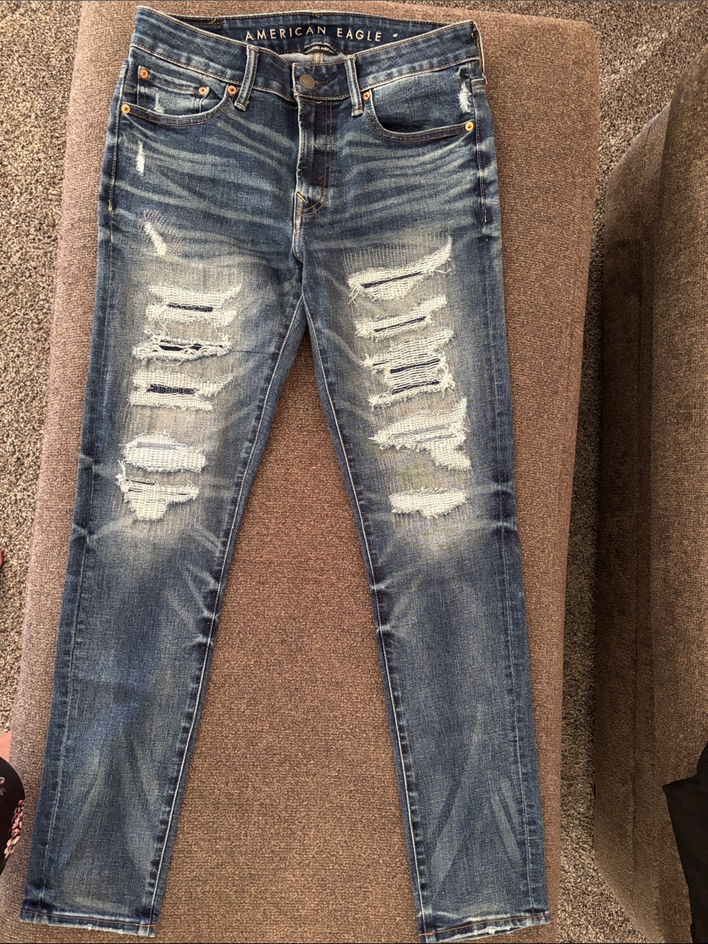 American Eagle Outfitters Distressed Blue Skinny Jeans